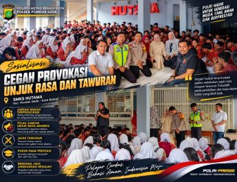 POLSEK PONDOK GEDE GELAR SOSIALISASI KAMTIBMAS DI SMKS HUTAMA, AJAK PELAJAR TOLAK PROVOKASI UNJUK RASA DAN TAWURAN